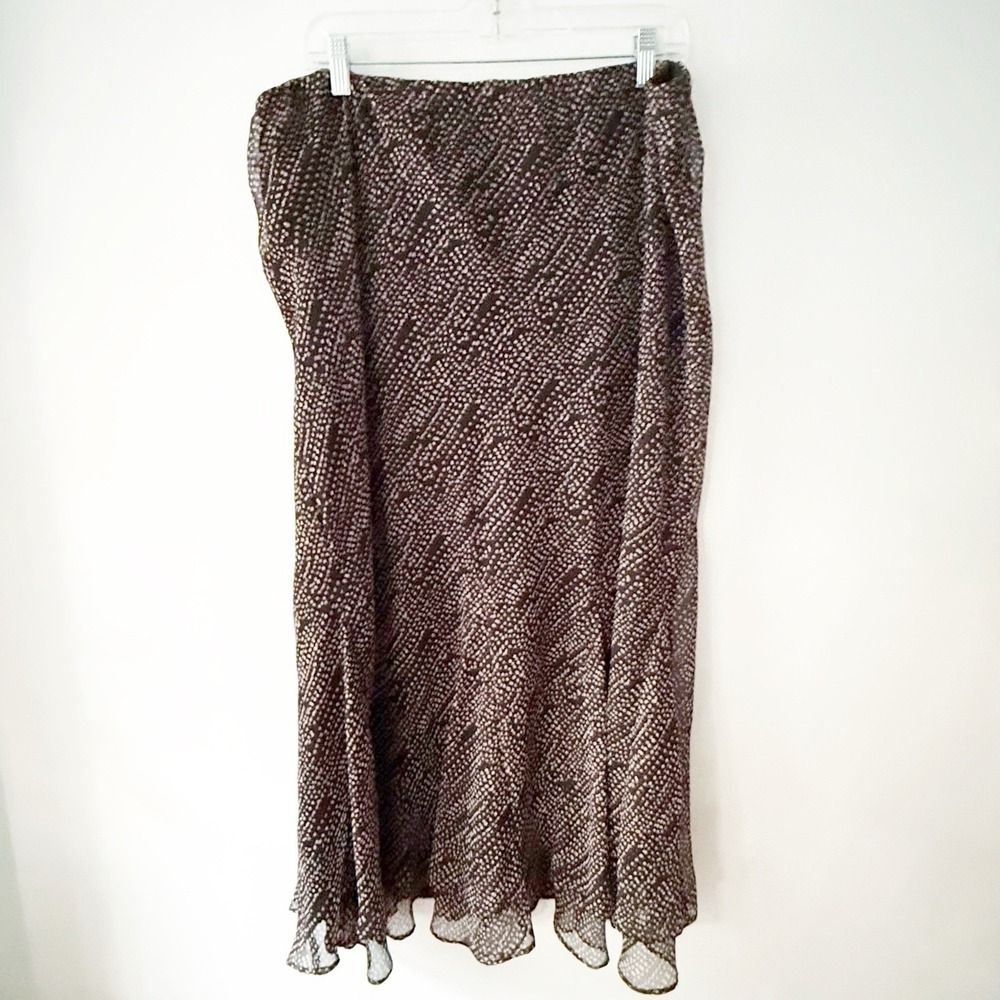 Cato Midi Skirt Women 18/20W Chocolate Brown Polka Dot Office Casual Career